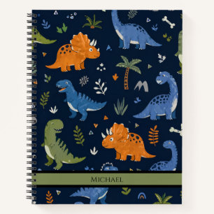 Cute Dinosaur Patroon Kleurrijk Notitieboek