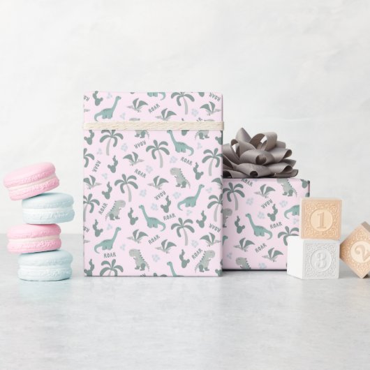 Cute Dinosaur Pattern Cadeaupapier (Baby Shower)