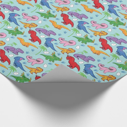Cute Dinosaur Pattern Cadeaupapier (Hoek)