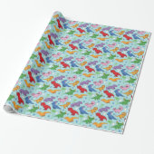 Cute Dinosaur Pattern Cadeaupapier (Uitgerold)