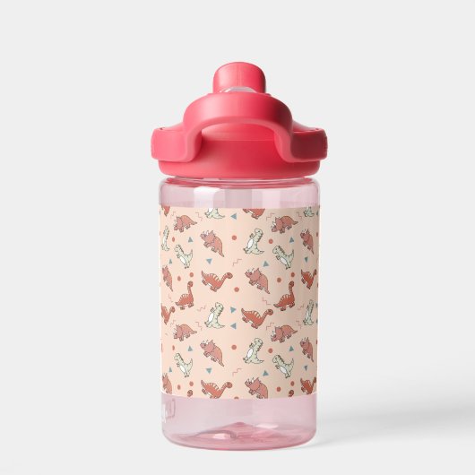 Cute Dinosaur Pattern Custom Name Waterfles (Achterkant)