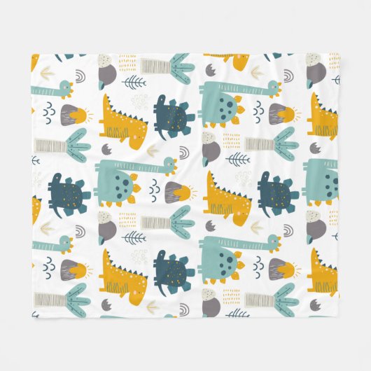 Cute Dinosaur Pattern Fleece Deken (Voorkant (Horizontaal))