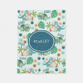 Cute Dinosaur Pattern Kinder Monogram Fleece Deken (Voorkant)