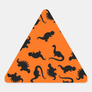 Cute Dinosaur Pattern on Oranje Driehoek Sticker