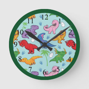 Cute Dinosaur Pattern Ronde Klok