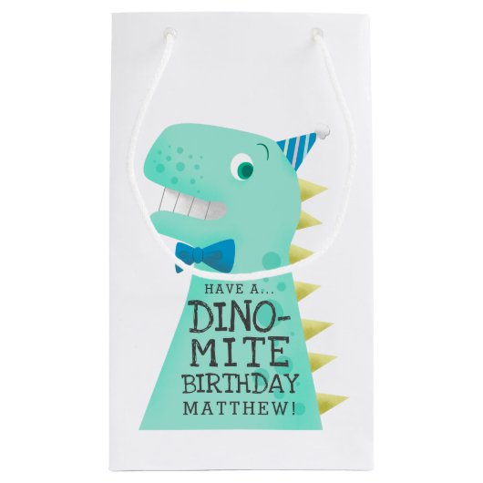 Cute Dinosaur Personalized Birthday Klein Cadeauzakje (Achterkant)