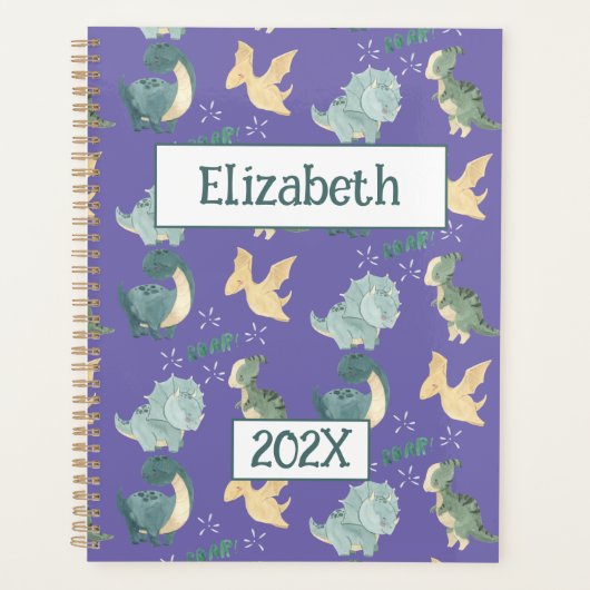 Cute Dinosaur Personnalisé Lumière Purple 2024 (Devant)