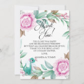 Cute Dinosaur Pink Hartelijk dank Bedankkaart (Voorkant)