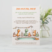 Cute Dinosaur Pool Party Anniversaire Invitation (Debout devant)