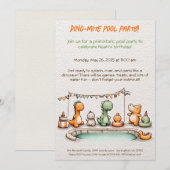 Cute Dinosaur Pool Party Anniversaire Invitation (Devant / Derrière)
