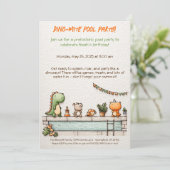Cute Dinosaur Pool Party Anniversaire Invitation (Debout devant)
