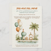Cute Dinosaur Pool Party Anniversaire Invitation (Devant / Derrière)