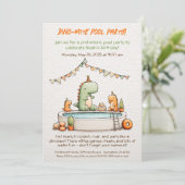 Cute Dinosaur Pool Party Anniversaire Invitation (Debout devant)