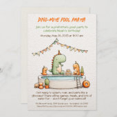 Cute Dinosaur Pool Party Anniversaire Invitation (Devant / Derrière)
