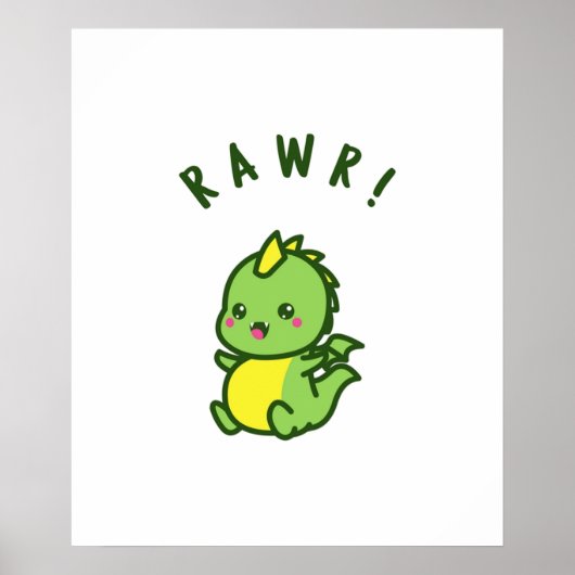 Cute Dinosaur Poster (Voorkant)