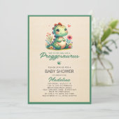 Cute Dinosaur Preggosaurus Baby shower Invitation (Debout devant)
