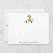 Cute Dinosaur Race Car Personalized Stationery Bedankkaart (Voorkant)