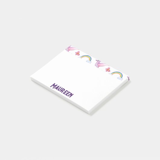 Cute Dinosaur Rainbow Waterverf Oerwoud Pattern Post-it® Notes (Schuin)