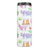 Cute Dinosaur Rainbow Waterverf Oerwoud Pattern Thermosbeker (Achterkant)