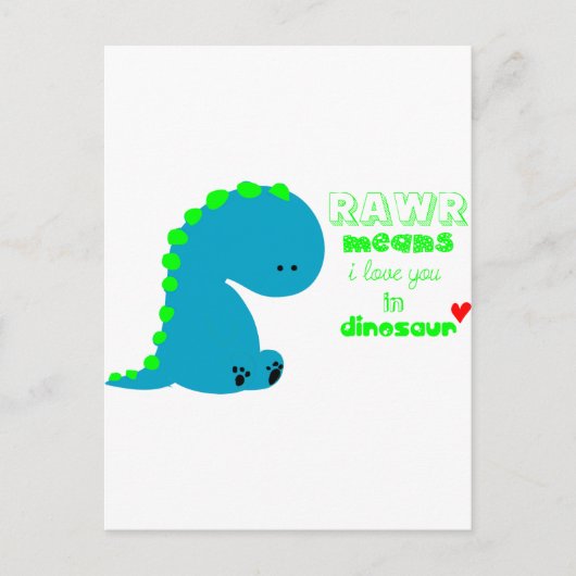 Cute Dinosaur RAWR Briefkaart (Voorkant)