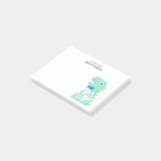 Cute Dinosaur RAWR Persoonlijk Post-it® Notes (Schuin)