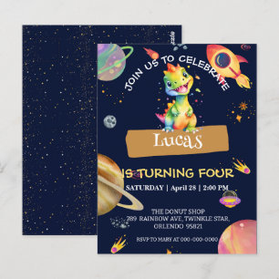 Cute Dinosaur regenboog Galaxy ruimte verjaardagsf Briefkaart