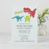 Cute Dinosaur ROAR Boy Baby Virtual Shower Kaart (Staand voorkant)