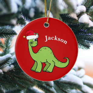 Cute Dinosaur Santa Claus Pet Rode Kinder kerst Keramisch Ornament