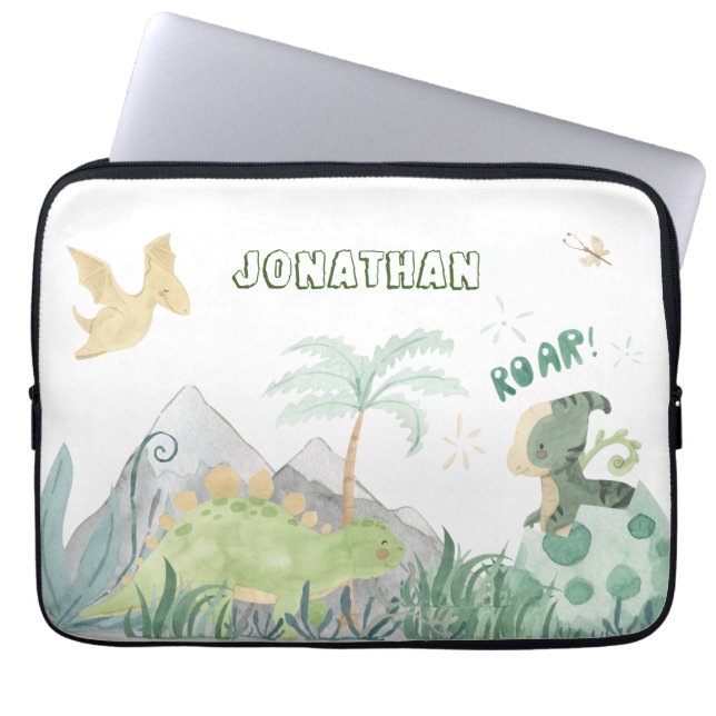 Cute Dinosaur School Laptop Sleeve (Voorkant)
