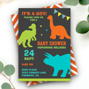 Cute Dinosaur Silhouette Baby shower Invitation Kaart