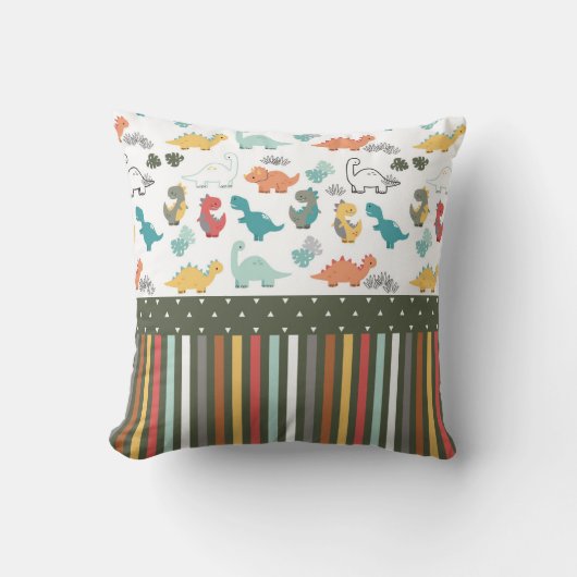Cute Dinosaur Stripe Pattern Kinder Kussen (Voorkant)
