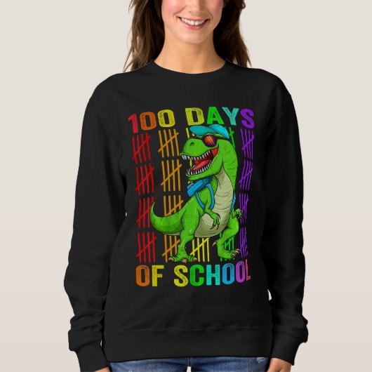 Cute Dinosaur Student Boys Kids Gift 100 Days Of S Trui (Voorkant)