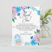 Cute Dinosaur Teacup Baby shower Carte de remercie (Debout devant)