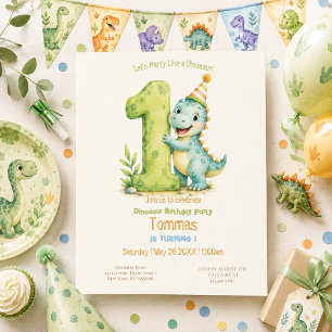 Cute Dinosaur Thema 1e Verjaardag Kaart