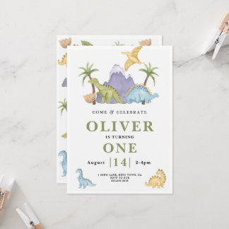 Cute Dinosaur Thème Anniversaire Invitation