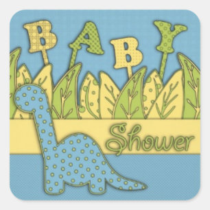 Cute Dinosaur Theme Baby shower Vierkante Sticker