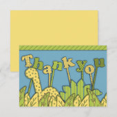 Cute Dinosaur Theme Flat Bedankt Opmerking Notitiekaartje (Voorkant / Achterkant)