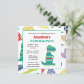 Cute Dinosaur Theme Kids Birthday Party Invitation Kaart (Staand voorkant)