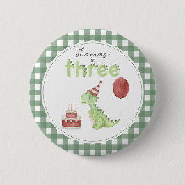 Cute Dinosaur Three-rex Birthday Ronde Button 5,7 Cm