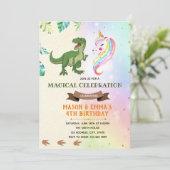 Cute dinosaur unicorne invitation (Debout devant)