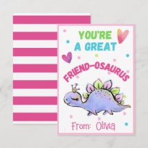 Cute Dinosaur Valentijn Kaart voor Kind Friend-Osa