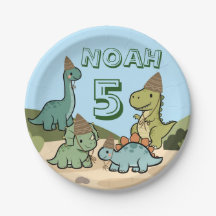 Cute Dinosaur Verjaardag Papieren Borden 