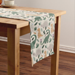Cute Dinosaur Verjaardagsfeest Tafel Runner Korte Tafelloper