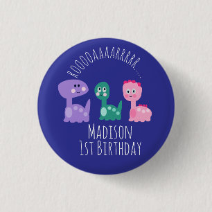 Cute Dinosaur Verjaardagsfeestje Kleurrijk Ronde Button 3,2 Cm