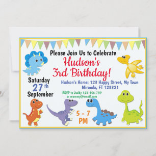 Cute Dinosaur verjaardagsuitnodiging Kaart