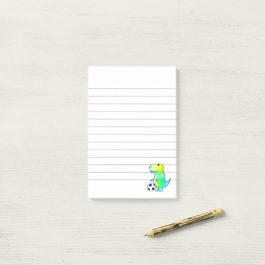 Cute Dinosaur verliest Waterverf Post-it® Notes (Op bureau)