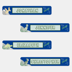 Cute Dinosaur Waterproof Name Set 1 Blue Labels