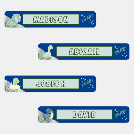 Cute Dinosaur Waterproof Name Set 2 Blue Labels (Groep)