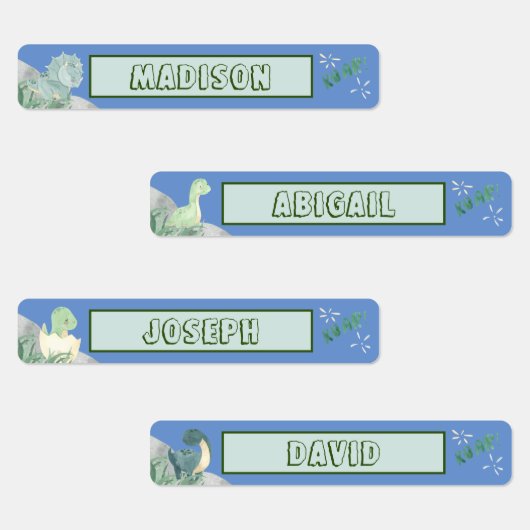 Cute Dinosaur Waterproof Name Set 2 Light Blue Labels (Groep)