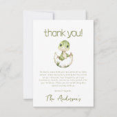 Cute Dinosaur Waterverf Baby shower Bedankkaart (Voorkant)